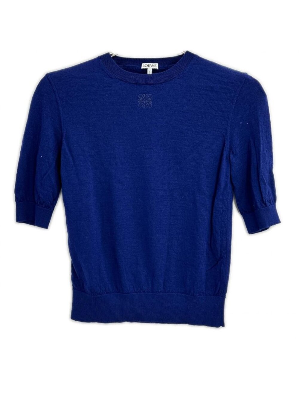 Loewe Navy Anagram Short Sleeve Knit XS Sweater